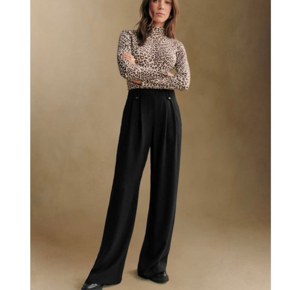 Sezane LouLou Trousers Pleated Wide Leg Sailor Style Parisian Size 38 (US 6)